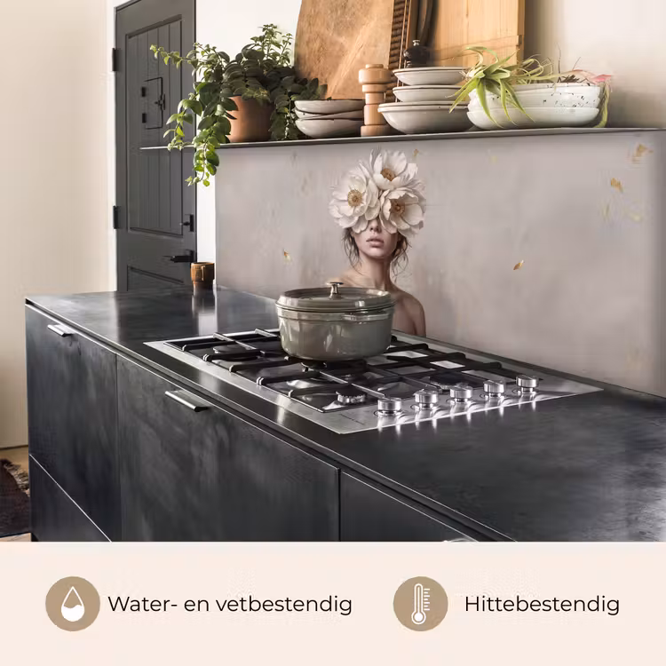 Keuken achterwand - Vrouw - Pioenroos - Wit — 5