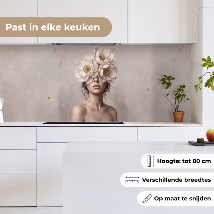 Keuken achterwand - Vrouw - Pioenroos - Wit — 7