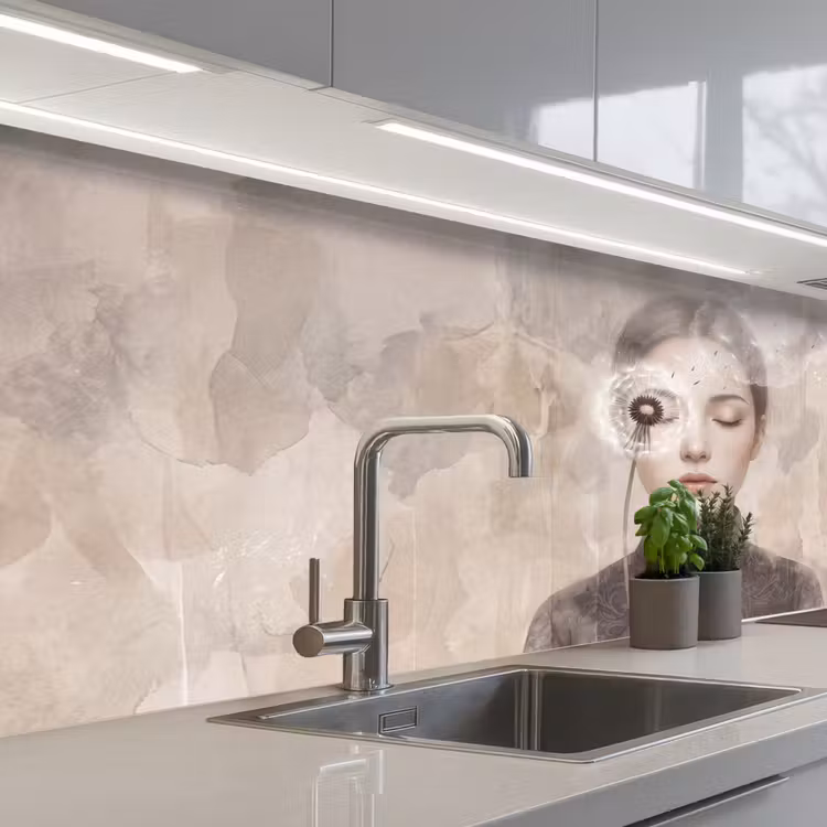 Keuken achterwand - Vrouw - Sereen - Grijs — 2