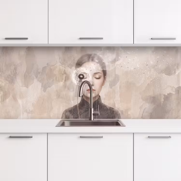 Keuken achterwand - Vrouw - Sereen - Grijs — 4