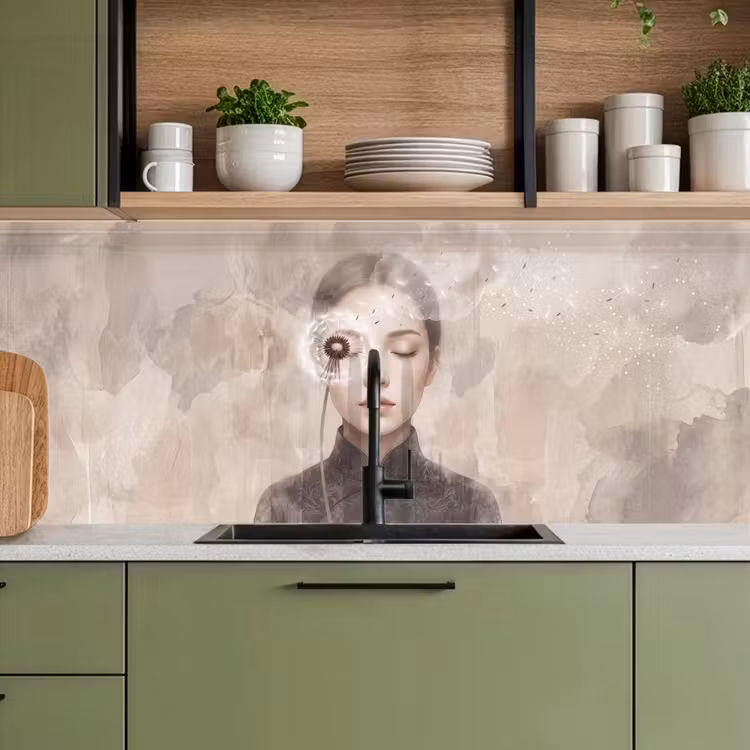 Keuken achterwand - Vrouw - Sereen - Grijs — 8