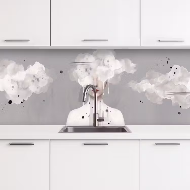Keuken achterwand - Vrouw - Wolk - Grijs — 4
