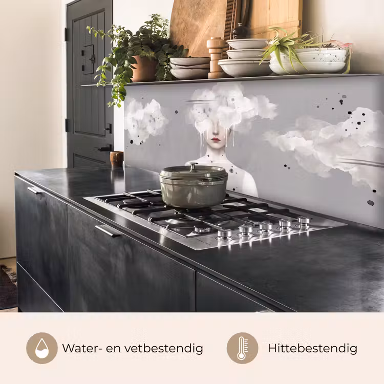 Keuken achterwand - Vrouw - Wolk - Grijs — 5