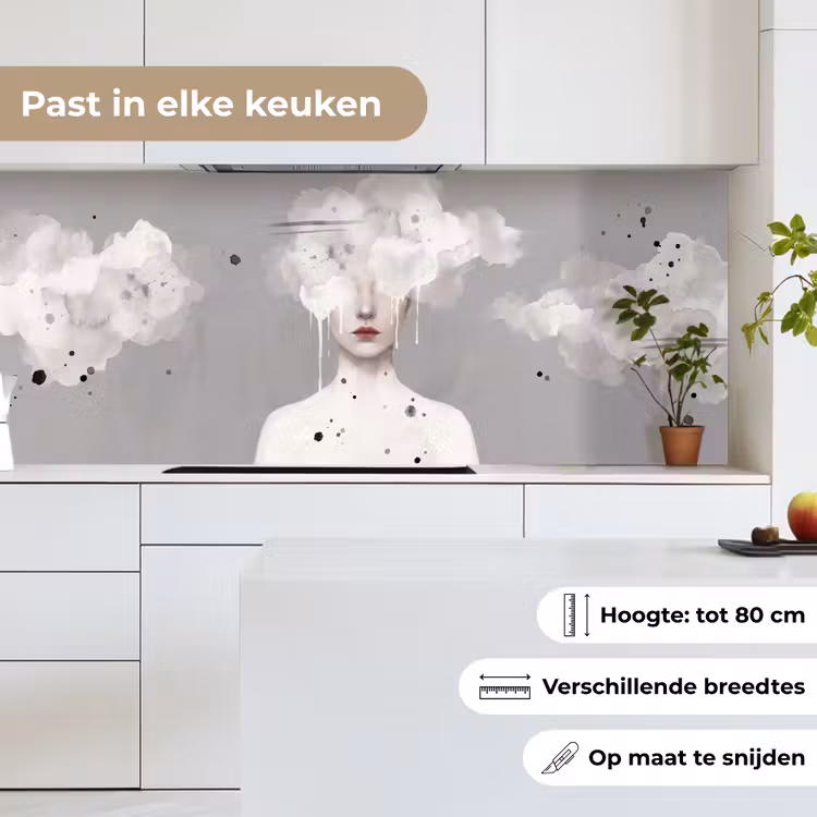 Keuken achterwand - Vrouw - Wolk - Grijs — 7
