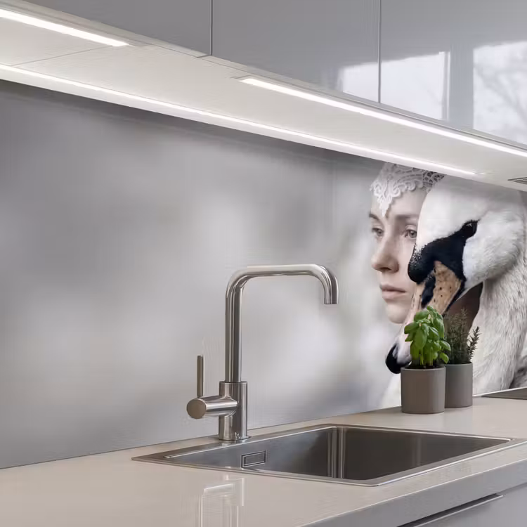 Keuken achterwand - Vrouw - Zwaan - Wit — 2