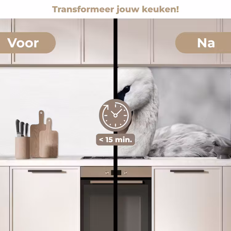 Keuken achterwand - Vrouw - Zwaan - Wit — 3