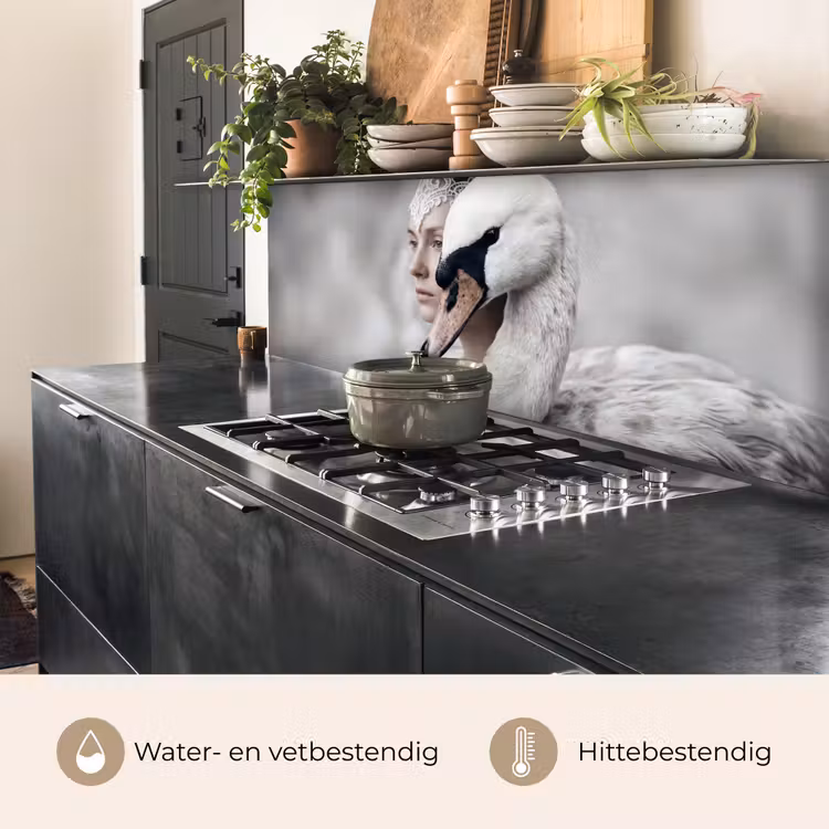 Keuken achterwand - Vrouw - Zwaan - Wit — 5
