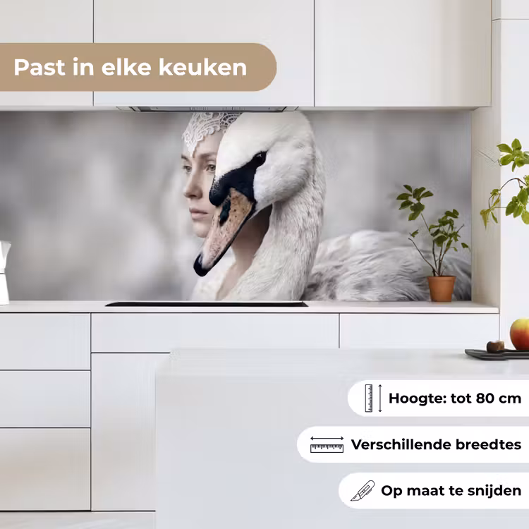 Keuken achterwand - Vrouw - Zwaan - Wit — 7
