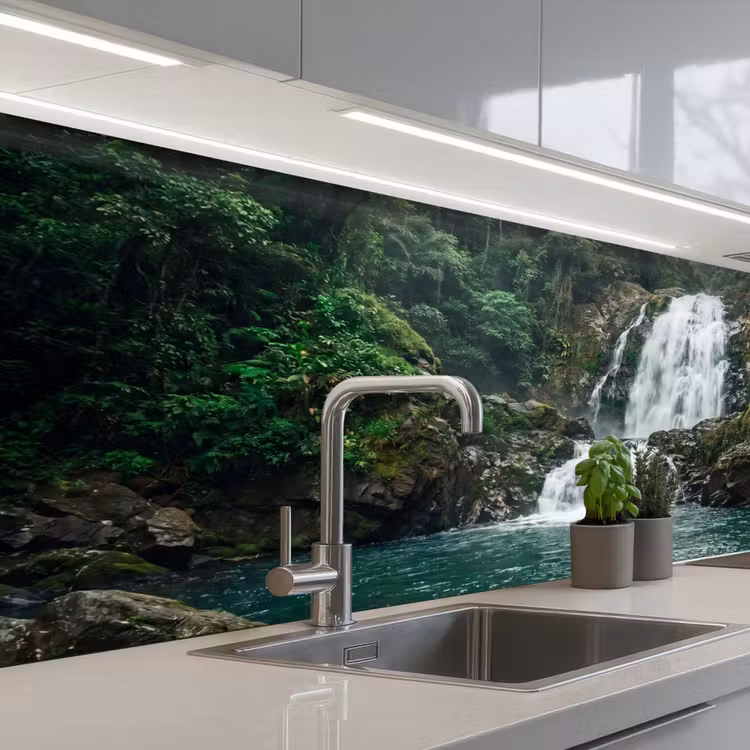 Keuken achterwand - Waterfall - Forest - Nature - Greenkhgyguyg — 2