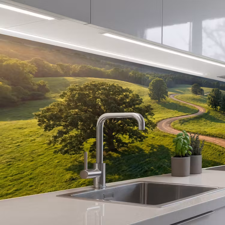 Keuken achterwand - Weg - Weide - Natuur - Groen — 2
