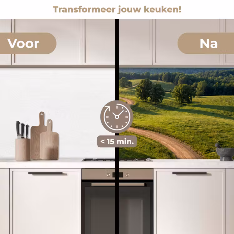 Keuken achterwand - Weg - Weide - Natuur - Groen — 3
