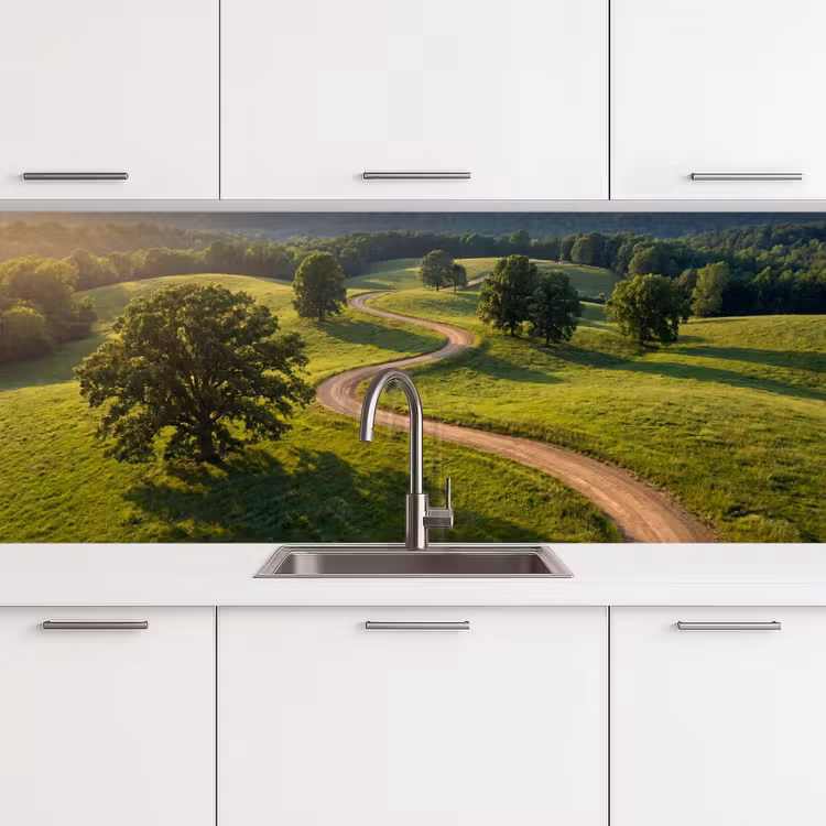 Keuken achterwand - Weg - Weide - Natuur - Groen — 4