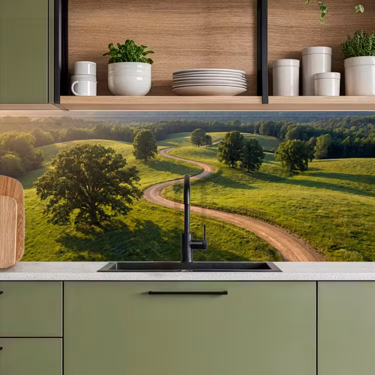 Keuken achterwand - Weg - Weide - Natuur - Groen — 8