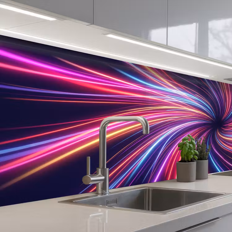 Keuken achterwand - Abstract - Swirl - Futuristic - Neon — 2