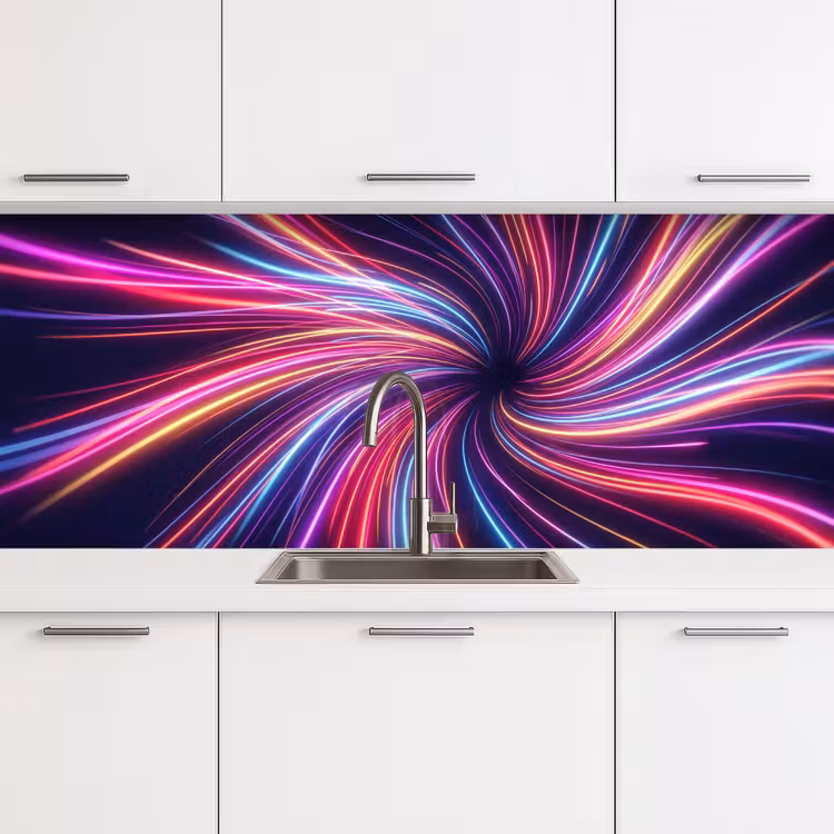 Keuken achterwand - Abstract - Swirl - Futuristic - Neon — 4