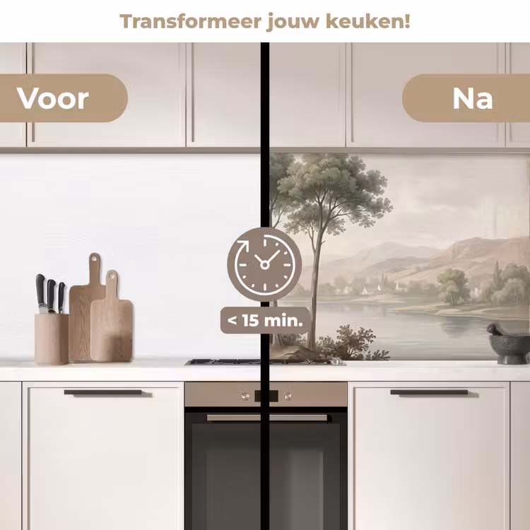 Keuken achterwand - Bomen - Meer - Bergen - Illustratie — 3