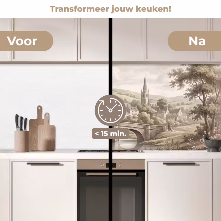 Keuken achterwand - Dorp - Brug - Uitzicht - Groen — 3