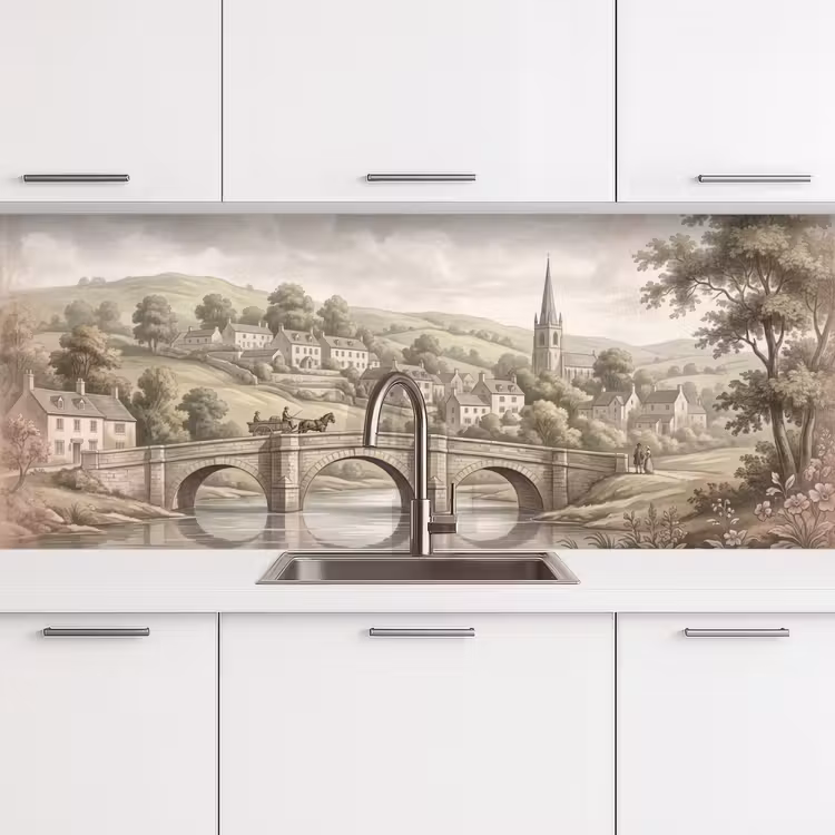 Keuken achterwand - Dorp - Brug - Uitzicht - Groen — 4