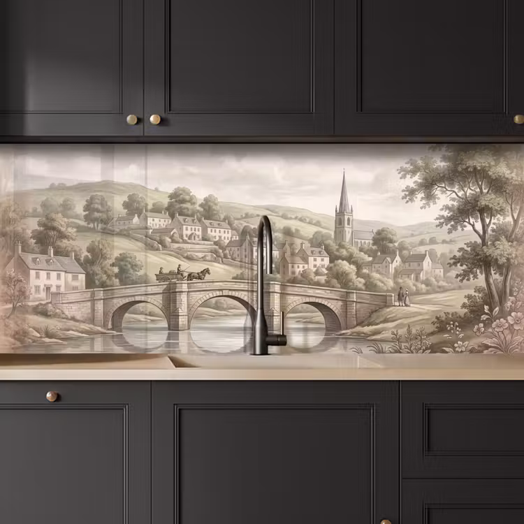 Keuken achterwand - Dorp - Brug - Uitzicht - Groen — 6