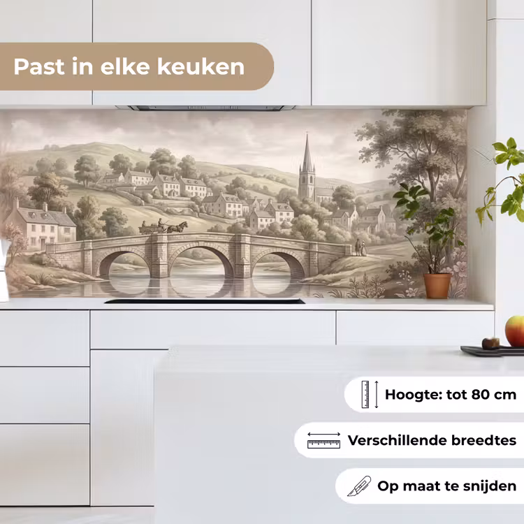 Keuken achterwand - Dorp - Brug - Uitzicht - Groen — 7