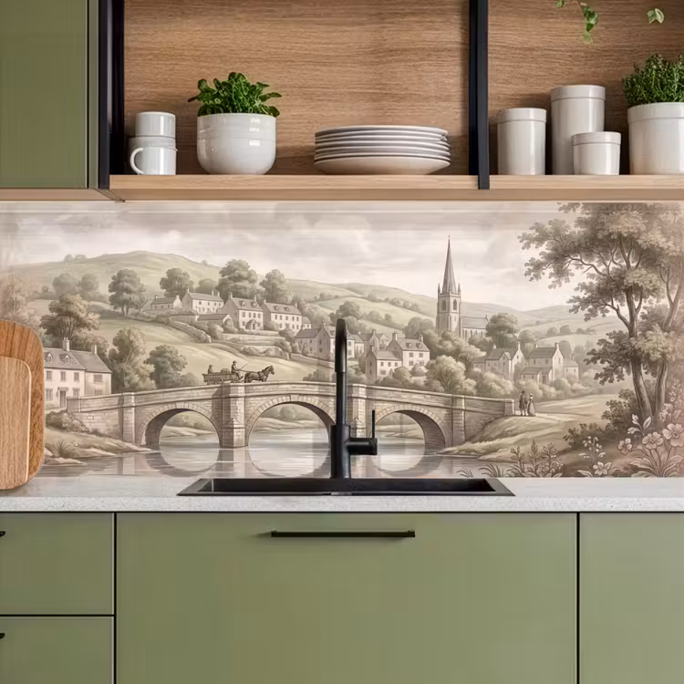 Keuken achterwand - Dorp - Brug - Uitzicht - Groen — 8