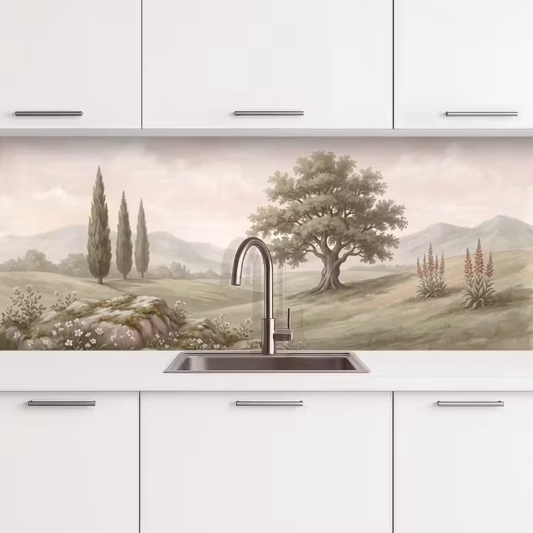 Keuken achterwand - Heuvellandschap - Bomen - Natuur - Groen — 4
