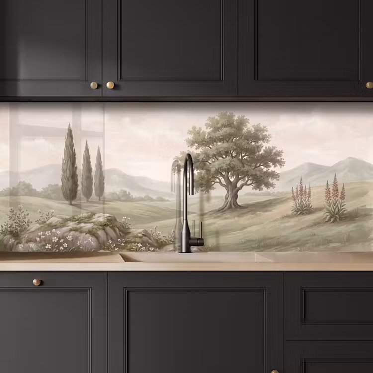 Keuken achterwand - Heuvellandschap - Bomen - Natuur - Groen — 6