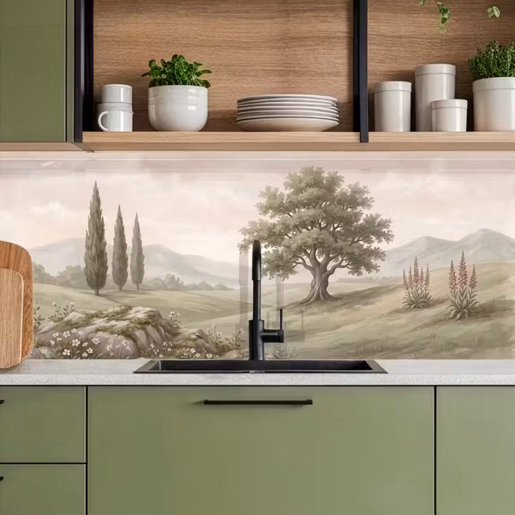 Keuken achterwand - Heuvellandschap - Bomen - Natuur - Groen — 8