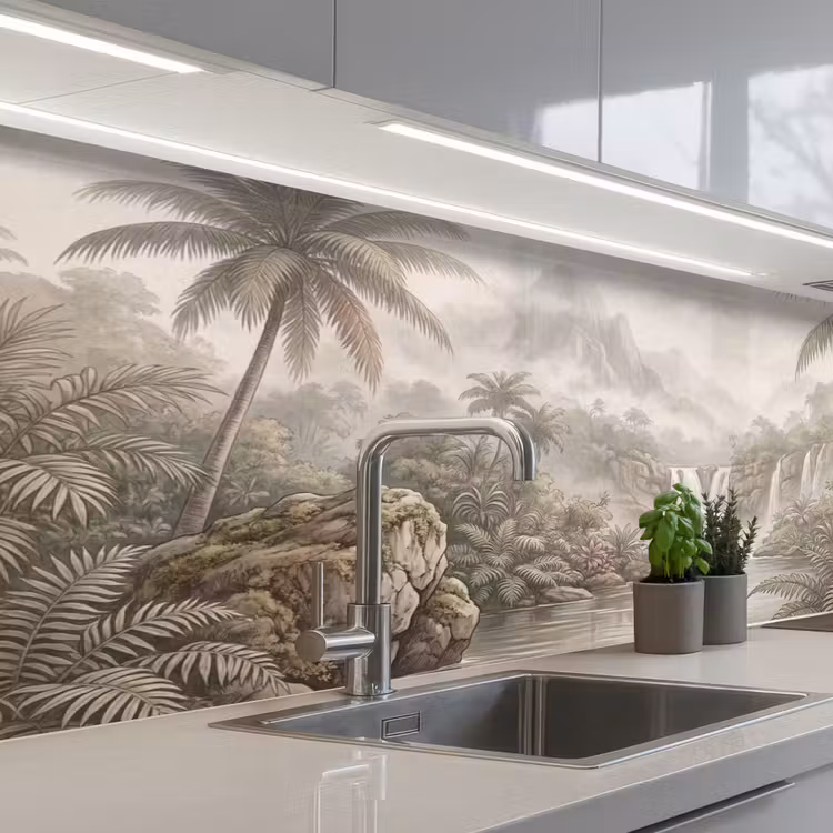 Keuken achterwand - Jungle - Watervallen - Tropisch - Illustratie — 2