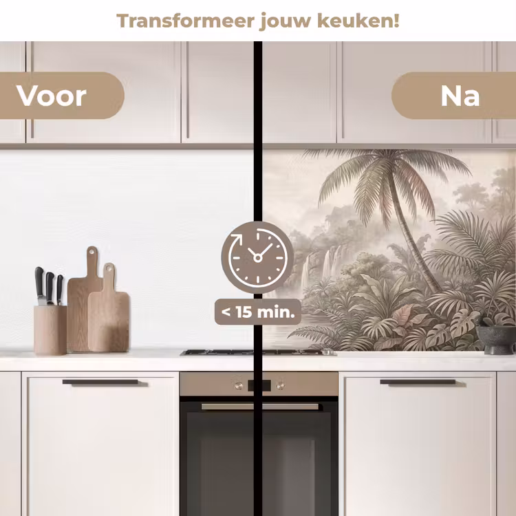 Keuken achterwand - Jungle - Watervallen - Tropisch - Illustratie — 3