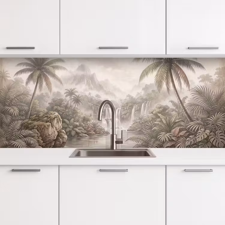 Keuken achterwand - Jungle - Watervallen - Tropisch - Illustratie — 4