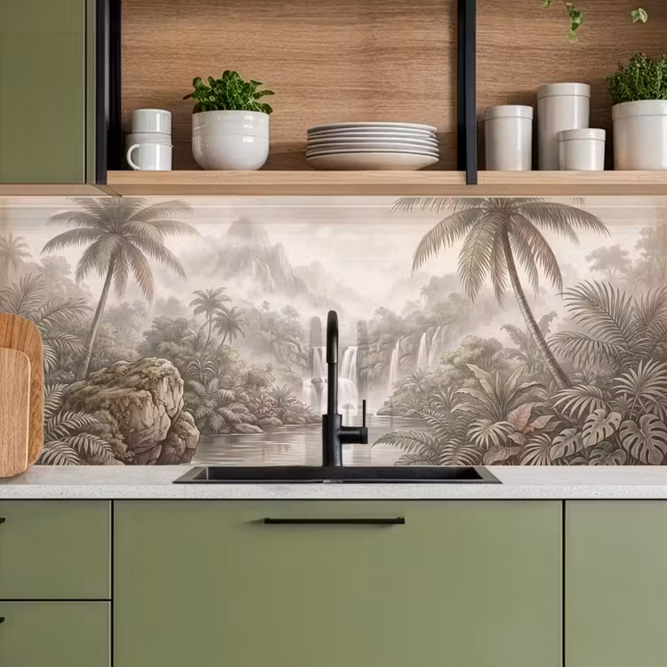Keuken achterwand - Jungle - Watervallen - Tropisch - Illustratie — 8