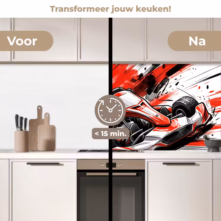 Keuken achterwand - Kart - Coureur - Snelheid - Rood — 3