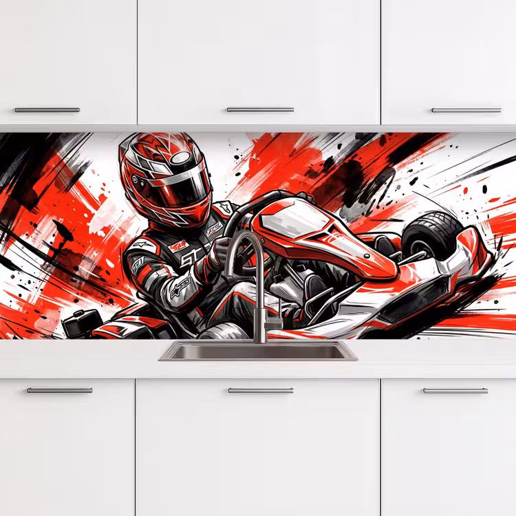 Keuken achterwand - Kart - Coureur - Snelheid - Rood — 4