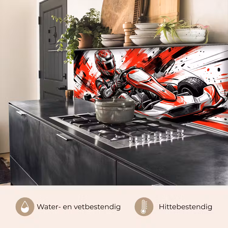 Keuken achterwand - Kart - Coureur - Snelheid - Rood — 5