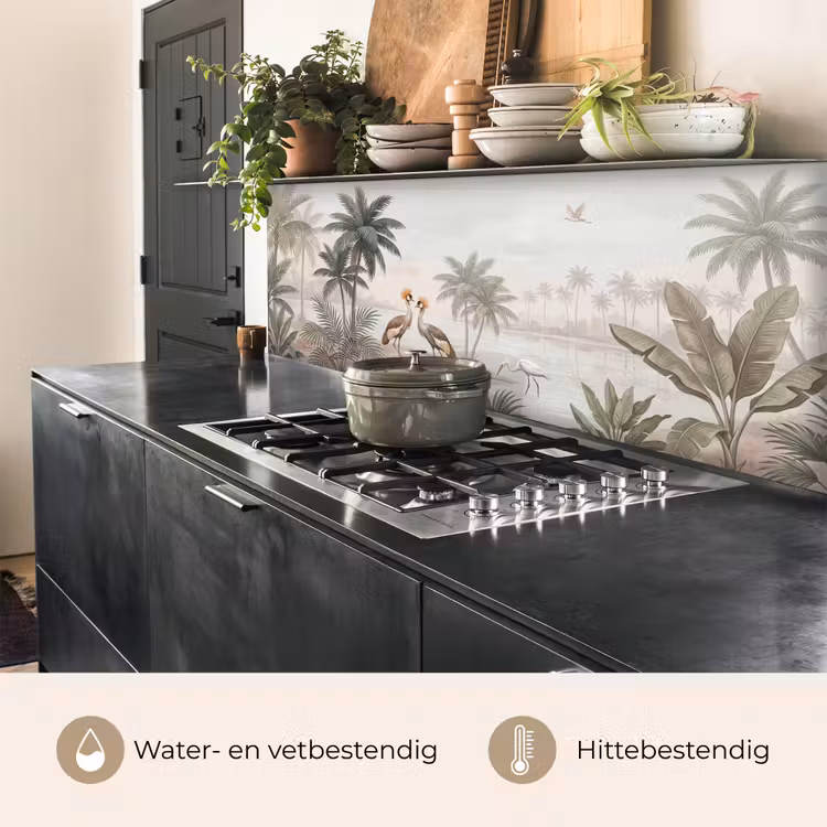 Keuken achterwand - Kraanvogels - Palmbomen - Tropisch — 5