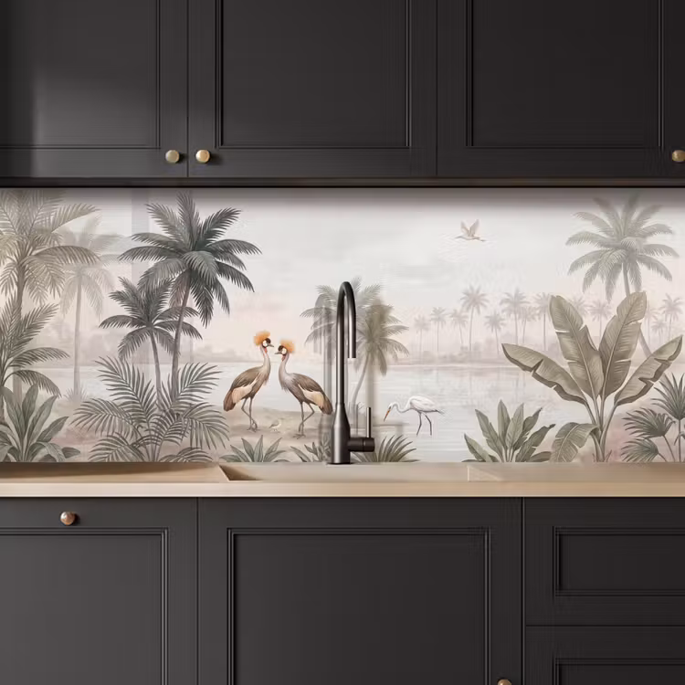 Keuken achterwand - Kraanvogels - Palmbomen - Tropisch — 6