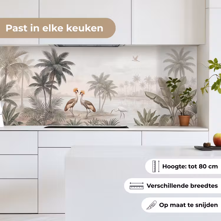 Keuken achterwand - Kraanvogels - Palmbomen - Tropisch — 7