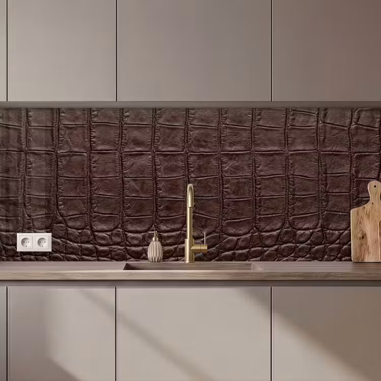 Keuken achterwand - Krokodil - Leer - Bruin — 1