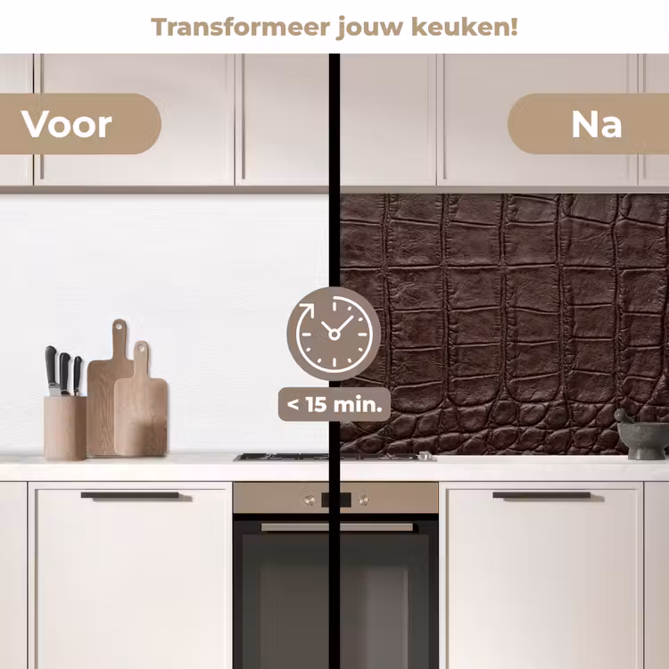 Keuken achterwand - Krokodil - Leer - Bruin — 3