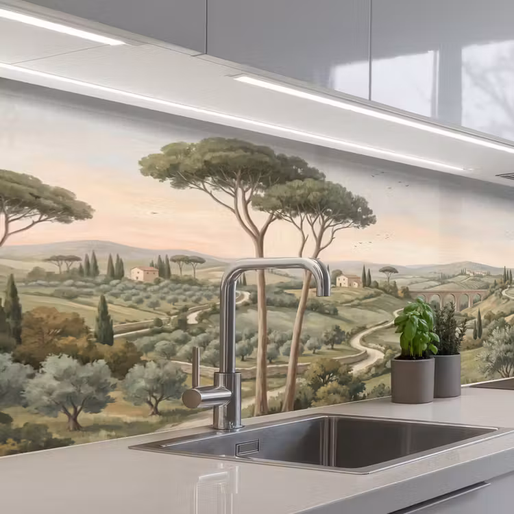 Keuken achterwand - Landschap - Heuvels - Zandpad - Groen — 2