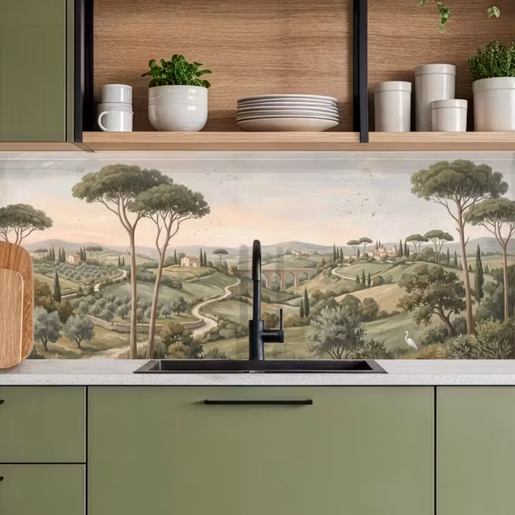 Keuken achterwand - Landschap - Heuvels - Zandpad - Groen — 8