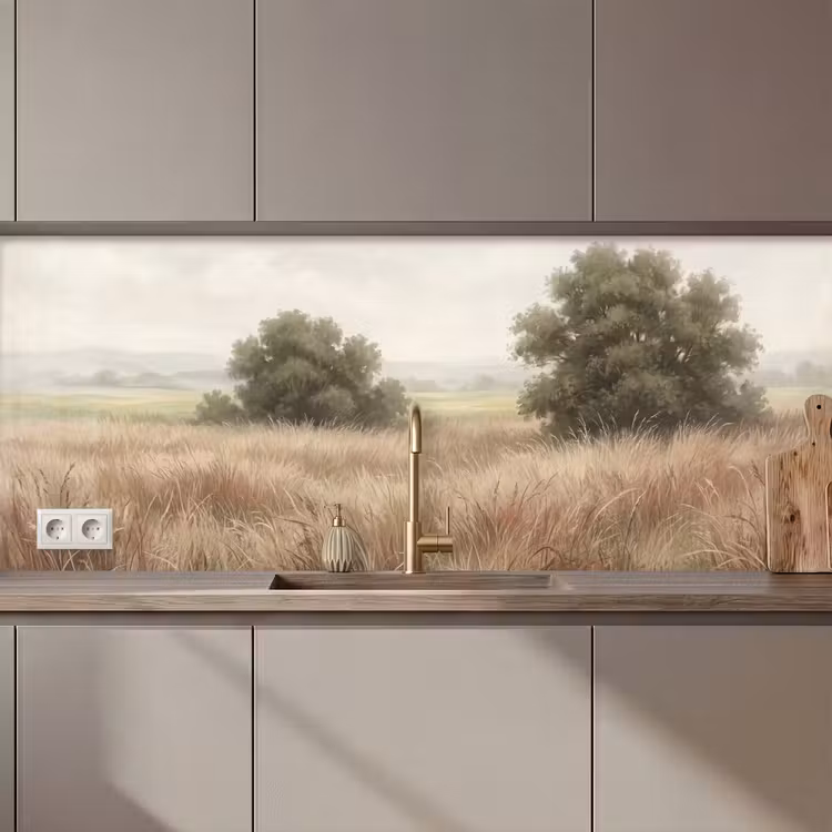 Keuken achterwand - Landschap - Minimalistisch - Beige — 1