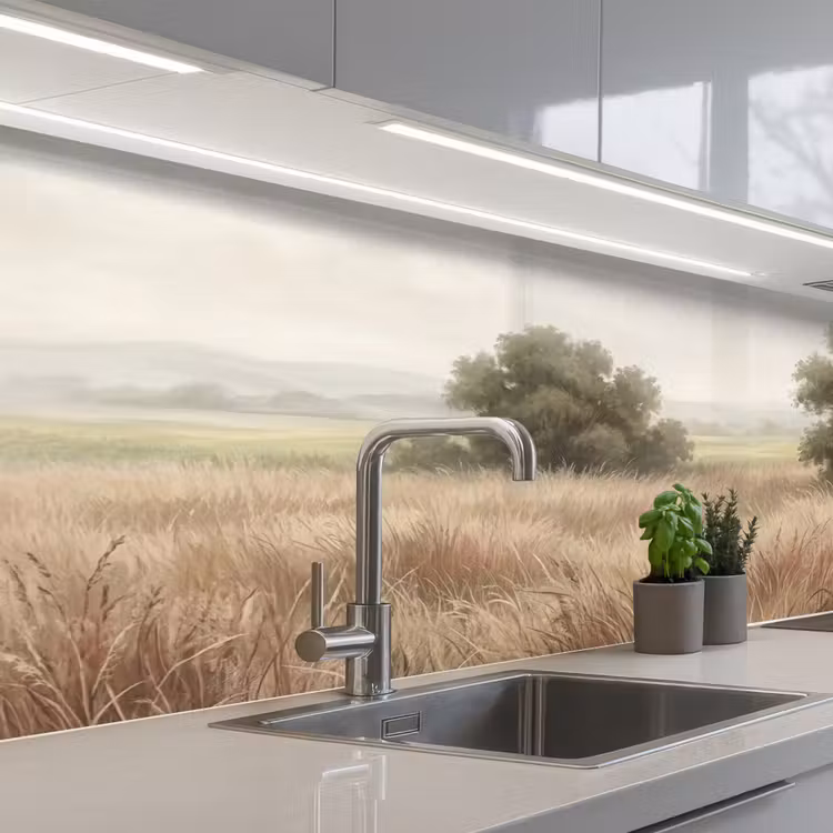 Keuken achterwand - Landschap - Minimalistisch - Beige — 2