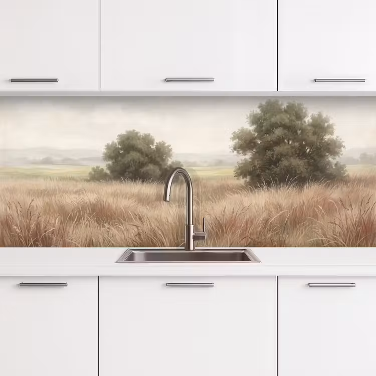 Keuken achterwand - Landschap - Minimalistisch - Beige — 4
