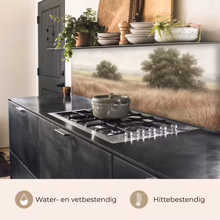 Keuken achterwand - Landschap - Minimalistisch - Beige — 5
