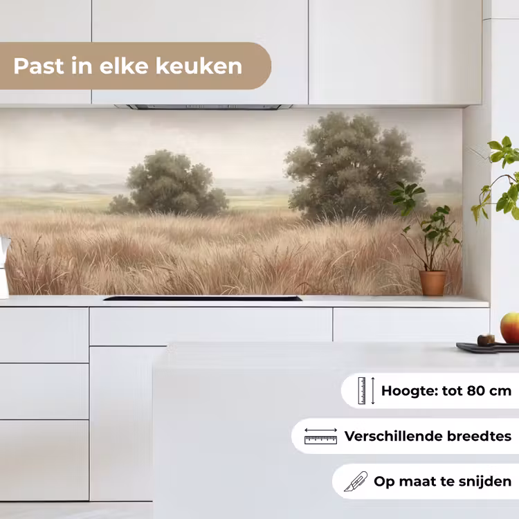 Keuken achterwand - Landschap - Minimalistisch - Beige — 7