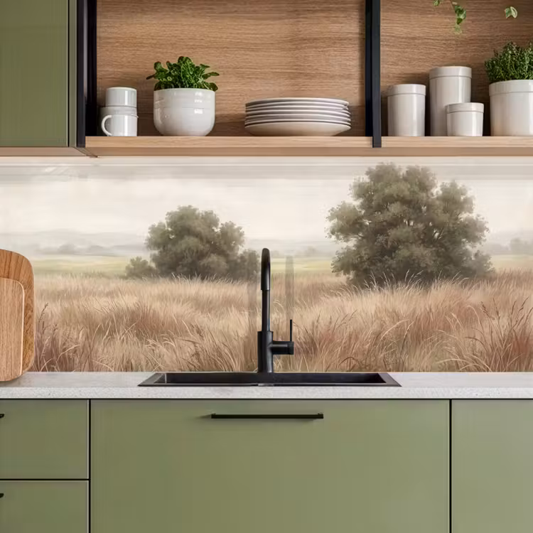 Keuken achterwand - Landschap - Minimalistisch - Beige — 8