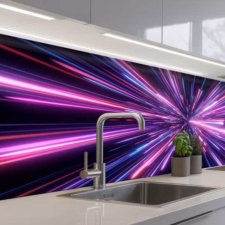 Keuken achterwand - Lichtsnelheid - Ruimte - Roze - Paars — 2