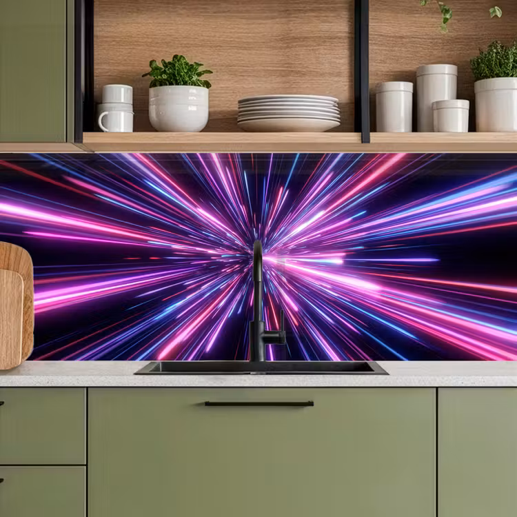 Keuken achterwand - Lichtsnelheid - Ruimte - Roze - Paars — 8